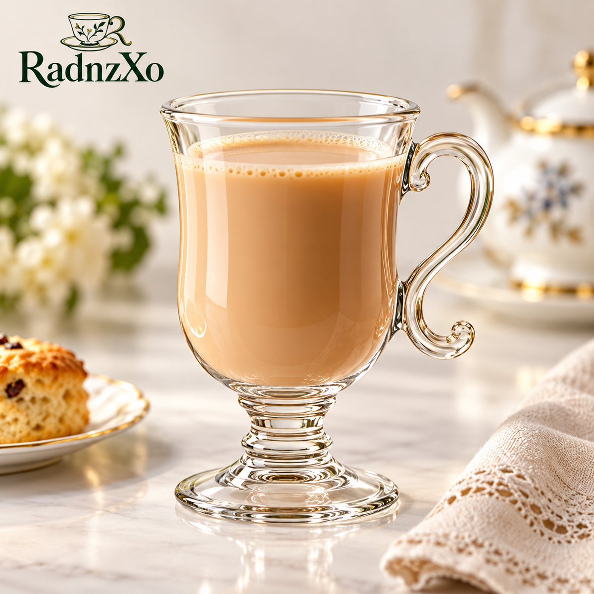 Footed Glass Milk Tea Mug