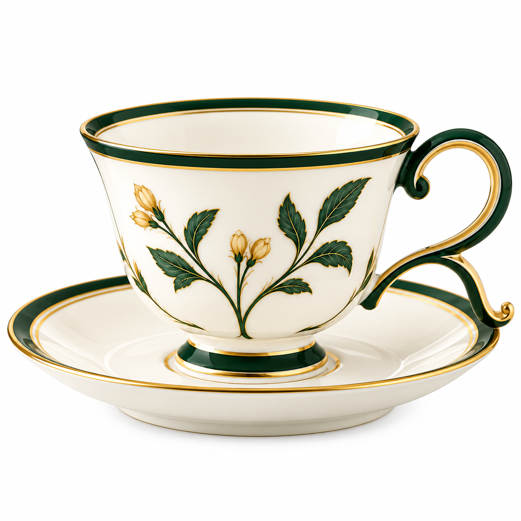 RadnzXo™ Forest Green Botanical Teacup & Saucer