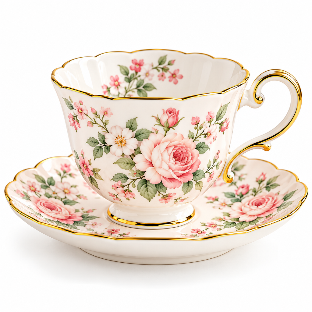 Blush rose scalloped teacup product detail