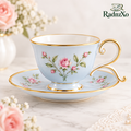RadnzXo™ Powder Blue Rose Teacup & Saucer
