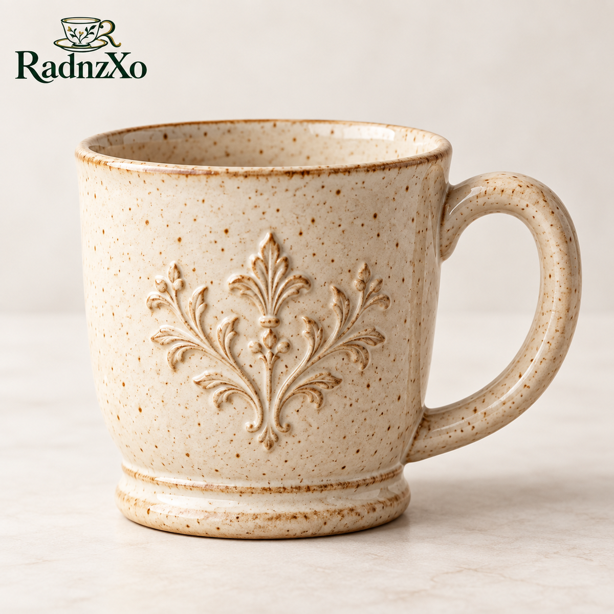 RadnzXo™ Oatmeal Speckled Embossed Mug