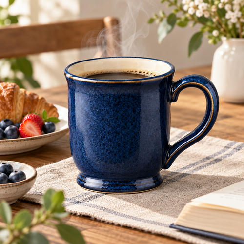 RadnzXo™ Deep Navy Glazed Ceramic Mug