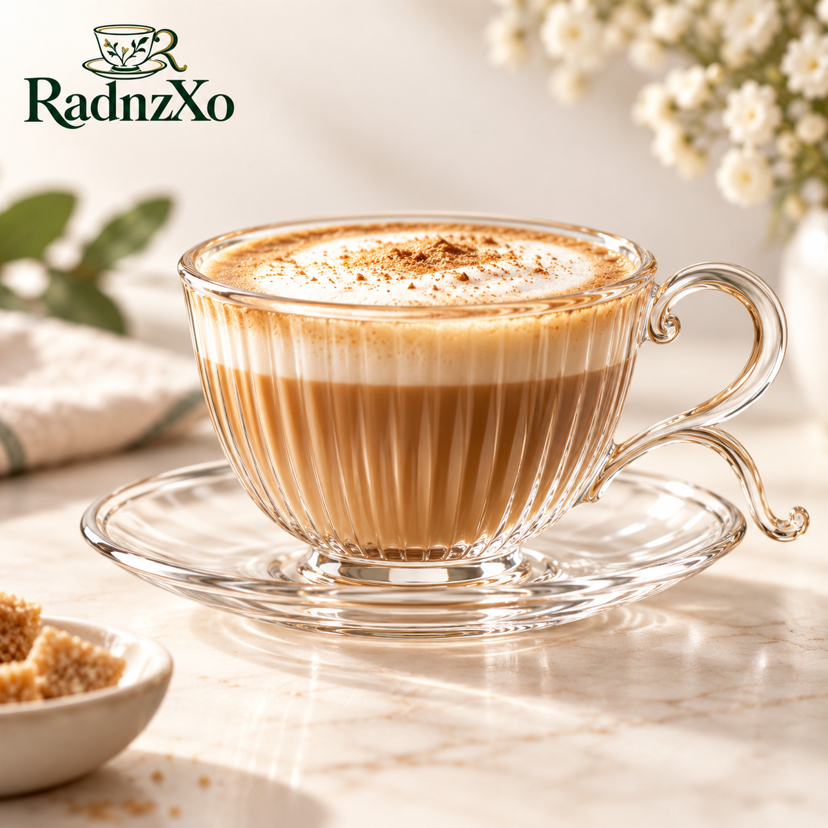 Ribbed Glass Cappuccino Cup and Saucer